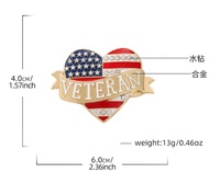 Broche en forme de drapeau patriotique gravée sur mesure pour vétérans, broche cœur patriotique pour la décoration de vêtements commémoratifs