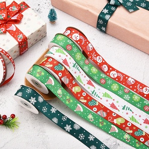 2ซม. ริบบิ้นผ้าโพลีเอสเตอร์พิมพ์ลายสำหรับตกแต่งของขวัญคริสต์มาส - Product Image 1