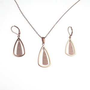 时尚XOXO玫瑰金饰品套装优雅吊坠耳环饰品套装 - Product Image 2