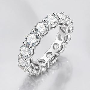 Hot Sale Classic 5mm 0.5CT 925 Sterling <b>Silver</b> Personalized Hip Hop Certified Moissanite <b>Eternity</b> Band Tennis <b>Ring</b> for Women - Product Image 1