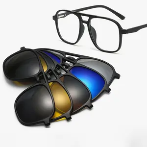 PCフレーム光学キャットアイ眼鏡ガラスフレームブルーライト偏光クリップ付きブロッキングメガネサングラス2023