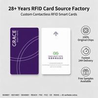 Carte-clé RFID NFC pour hôtel, carte PVC IC personnalisée imprimée, 13,56 MHz Fudan F08 1K, carte d'accès intelligente pour porte d'hôtel