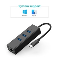 Hub con 3 puertos USB 3,0 tipo C a RJ45, Hub con 10/100/1000 Lan RJ45 Gigabit Ethernet, Adaptador de red, precio de fábrica
