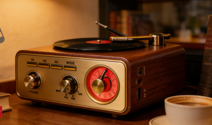 Altoparlante Giradischi Portatile Retrò con <span class=keywords><strong>Radio</strong></span> FM AM SW a Banda Completa, Ingresso BT USB TF Card, <span class=keywords><strong>Design</strong></span> <span class=keywords><strong>Vintage</strong></span> per Uso Domestico ed Esterno - Product Image 5