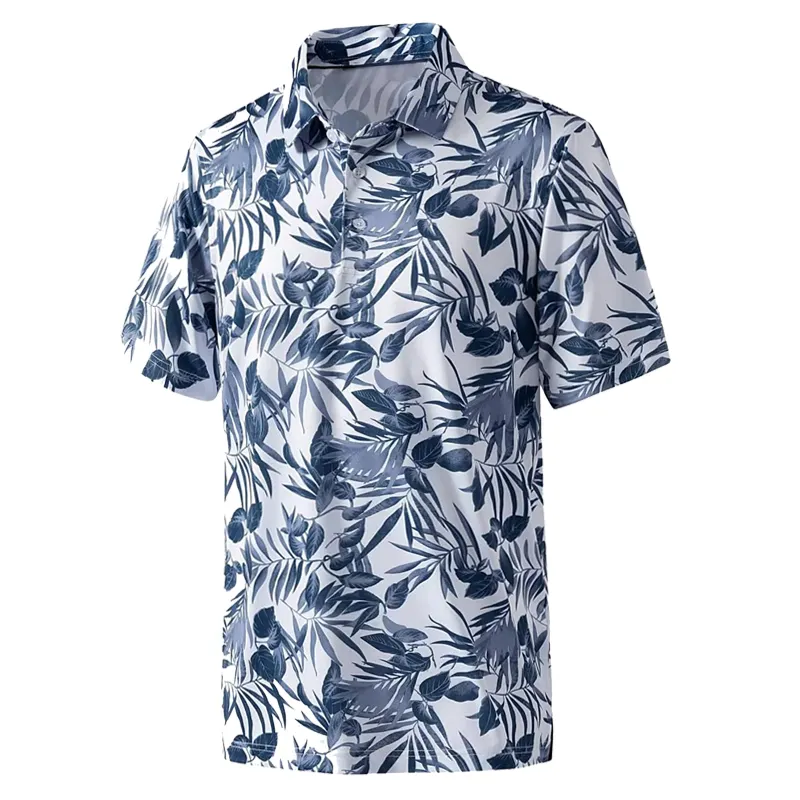 उच्च गुणवत्ता वाले कस्टम पैटर्न सब्लिमेटेड गोल्फ पोलो टी-शर्ट ग्रीष्मकालीन गोल्फ कपड़े पुरुषों की क्विक ड्राई बीच हवाईयन ट्रॉपिकल शर्ट