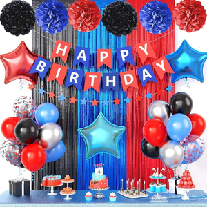 Décorations d'anniversaire sur le thème du football HLC, y compris des ballons de fête, une bannière Joyeux Anniversaire, des rideaux à franges, des guirlandes, des pompons en papier - Product Image 4