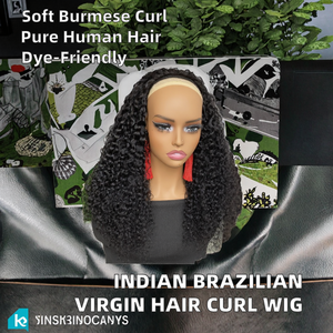 Perruque mi-longue en cheveux humains vierges bruts, boucles birmanes, densité 150%, 150-190g, sans dentelle, vente en gros - Product Image 2