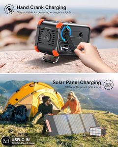 สถานีไฟฟ้าพกพา 150W 153Wh คลื่นไซน์บริสุทธิ์ ไฟแคมป์ปิ้ง 15W ที่ชาร์จไร้สาย เครื่องกำเนิดไฟฟ้าแบบมือหมุน สำรองไฟฉุกเฉิน - Product Image 3
