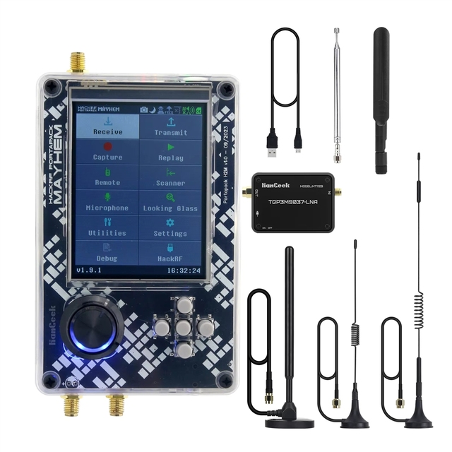 GGDX HackRF One R9 V2.0.1 SDR Radio + Assembled PortaPack H2M + 5PCS Antennas + USB Cable + 50MHz-6GHz RF LNA Low Noise