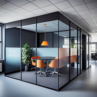 Framed Glass Partition Double Glazing Acoustic Performance Aluminum Frame Tempered Glass Office Room Divider Energy Efficient