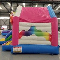Château Gonflable Géant Thème Licorne Écologique pour Enfants avec Toboggan et Trampoline – Idéal pour l'Export