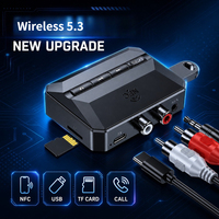 NFC BT 5.3 Audio-Empfänger RCA 3,5mm AUX USB Kabelloser Adapter mit Mikrofon für Auto-Kit Lautsprecher U-Disk/TF-Karte