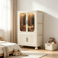 Armario de Plástico Plegable con Ruedas, Organizador de Ropa Multiusos para el Hogar, Dormitorio, Guardería