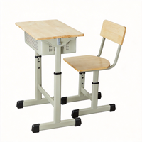 Ensemble table et chaise d'étude durables pour enfants avec tiroir de rangement pour jouets et crochet à livres, mobilier scolaire coloré à bords arrondis anti-pincement