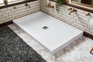 Piatto <span class=keywords><strong>Doccia</strong></span> Rettangolare in SMC Stile Nord Americano, Base <span class=keywords><strong>Doccia</strong></span> in Pietra 60x36 con Scarico Centrale, Garanzia 5 Anni per Uso Bagno - Product Image 4