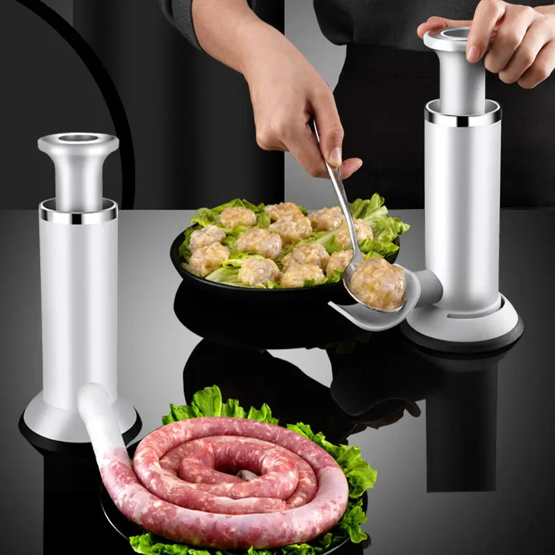 2 in 1 Wurst Stuffer Manueller Wurst hersteller/Fleisch bällchen hersteller Edelstahl Fleisch füller Stuffer Trichter rohre Wurst füll werkzeug