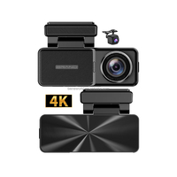 Mini caméra embarquée DVR pour voiture avec double objectif (avant 4K, arrière 1080P), enregistrement en boucle