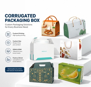 Boîte en carton ondulé portable, robuste et pratique, avec impression personnalisée de motifs FX, pour le transport de produits agricoles frais - Product Image 1