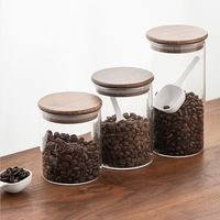 Bocal de rangement élégant en verre avec couvercle en bois massif, conteneur anti-humidité pour céréales, flocons d'avoine, pâtes, épices, organisateur de placard