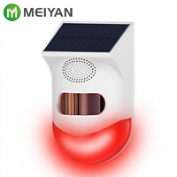 Alarme solaire à détecteur de mouvement en gros avec télécommande, sirène lumineuse stroboscopique de sécurité pour maison, jardin et cour