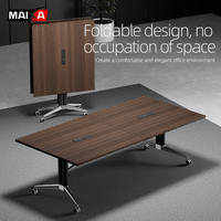 Table de conférence pliable en bois - Design moderne et élégant, gain de place, multifonctionnelle, haute qualité, rangement facile, pour la maison, le bureau, la chambre