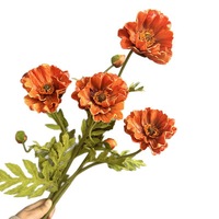 Fleurs artificielles en PU, coquelicots et bleuets à double extrémité, pour décoration de mariage et d'intérieur, hydratantes et très réalistes, style islandais