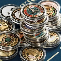 Pièce de collection personnalisée en alliage de zinc plaqué or et émaillée, thème poker, pour cadeaux souvenirs, vente en gros