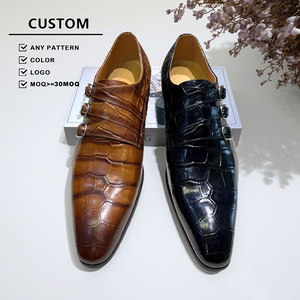 Chaussures de ville confortables pour hommes en cuir véritable, style mocassin à boucle, bout pointu, pour le bureau - Product Image 1
