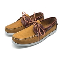 Chaussures bateau décontractées pour hommes, en cuir nubuck huilé marron, cousues à la main, souples, respirantes, confortables, couleur jaune vif, pour l'été