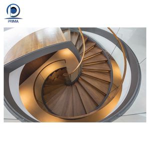 Biệt Thự Sang Trọng Tùy Chỉnh Kim Loại Hàng Đầu Bán Xoắn Ốc Cầu Thang Gỗ Tread Cấu Trúc Thiết Kế Prima Thép Xoắn Ốc Cầu Thang - Product Image 1