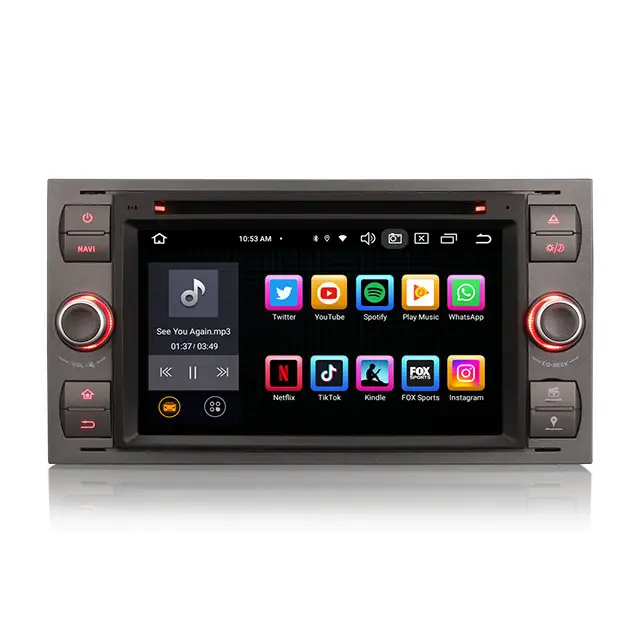 Erisin ES8566FG IPS DSP Android 12.0 Autoradio Carro DVD Sem Fio CarPlay Android Auto GPS 4G DAB + Para Ford Fiesta Fusão Kuga Tra