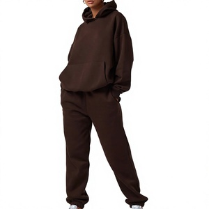 Ensemble de survêtement à capuche pour femme, manches longues, couleur unie, sweat-shirt décontracté avec pantalon à cordon de serrage et poches latérales, ensembles pour femmes - Product Image 2