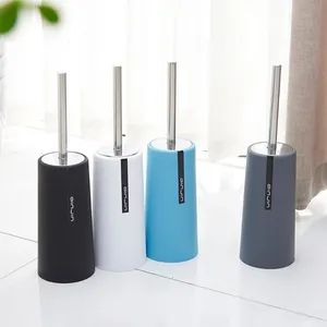 New Toilet Brush New Style Hot Sell Plastic Toilet Brush Set Toilet Brush With Stainless Steel Holder Set