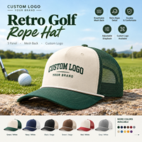 Casquette Trucker 112FPR Rétro Golf en Corde, 5 Panneaux, Dos en Maille, Réglable, Snapback, Broderie Personnalisée, Vente en Gros