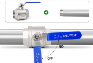Hochleistungs-Kugelhahn aus Edelstahl 304, FNPT Vollport, 2-teiliger Ventil mit blauem Griff, 1000 WOG für Wasser-, Öl- und Gasleitungen - Product Image 4