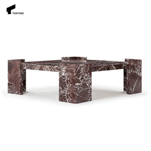 Tavolino da caffè quadrato in marmo <span class=keywords><strong>rosso</strong></span> <span class=keywords><strong>Vintage</strong></span> lucido di alta qualità Design moderno per salotto e mobili da cucina - Product Image 4