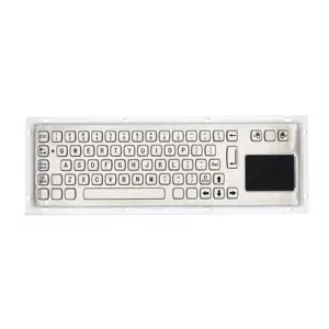 工业金属盲文不锈钢键盘IP65 USB金属键盘带轨迹球鼠标触摸板