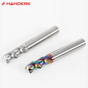 HANDERK DLC recubierto en forma de U Groove Hrc55 End Mills 3 Flauta Fresa de carburo para herramienta CNC