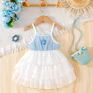 ชุดเดรสเด็กผู้หญิงสำหรับฤดูร้อน ผ้าลูกไม้ระบายอากาศดี ทรงเอไลน์ ความยาวปานกลาง น่ารักหวานแหวว เหมาะสำหรับงานปาร์ตี้ สไตล์เจ้าหญิง - Product Image 1