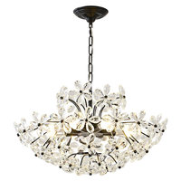Lustre en cristal de luxe vintage français, style moderne du milieu du siècle, en fer noir, avec éclairage LED, angle de faisceau de 360° pour salon