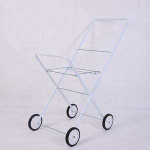 Metalen Frame 2 Tier Wasserij Kleren Mand <span class=keywords><strong>Trolley</strong></span> Op Wielen Winkelwagen - Product Image 5
