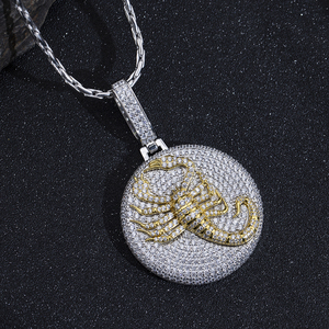 Collar con Colgante de Escorpión MSN-871 con Detalles de Diamantes, Chapado en Oro Blanco S925, para Uso Diario Masculino - Product Image 3