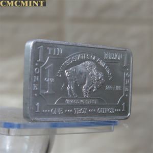 定制纪念品锡币1盎司999细锡水牛棒金属挑战硬币 - Product Image 4