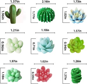 Paquete de 9 Moldes de Silicona para Suculentas, Moldes de Resina para Flores y Velas 2. Molde de silicona 3D con forma de cactus para hacer velas, jabones y resina - Product Image 3