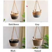 Panier suspendu tissé sur mesure, panier en paille pour plantes en pot