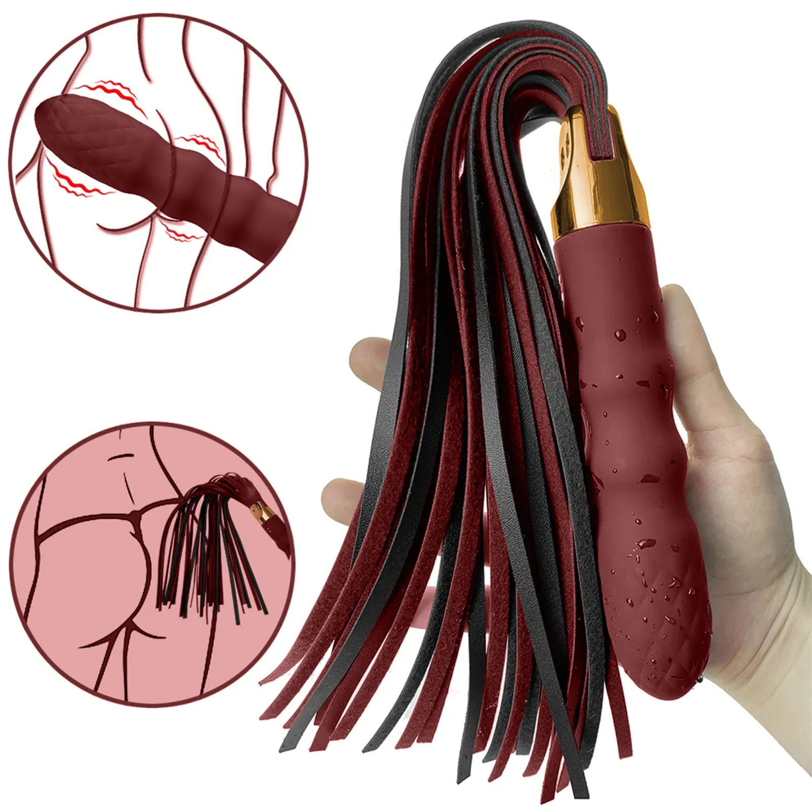 LOVE sex toys 2 in 1 Vibrator with whip.10 Speed.Queen Whip SM Alternative Toy USB Chargeable Vibration Whip