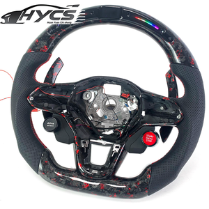 Volante de Fibra de Carbono Forjado para Volkswagen VW GOLF 8 MK8 GTI <span class=keywords><strong>Tiguan</strong></span> R, Estilo Deportivo con Levas de Cambio - Product Image 6