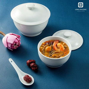 ชามเซรามิกรังนกพรีเมี่ยมพร้อมฝาขนาด6/7/8นิ้วเหมาะสำหรับการนึ่งรังนกซุปสมุนไพรหรือโจ๊ก - Product Image 4