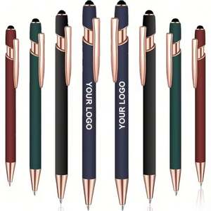 Bolígrafo Promocional Personalizado con Logotipo, Bolígrafo de Metal Azul Marino y Oro Rosa, Bolígrafos Negros, Bolígrafo de Punta Redonda de Goma Negra Mate - Product Image 6