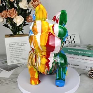 Cairan kerajinan Resin lucu Bulldog Perancis vinil cairan embrio putih anjing Pitbull dengan celengan anjing - Product Image 2